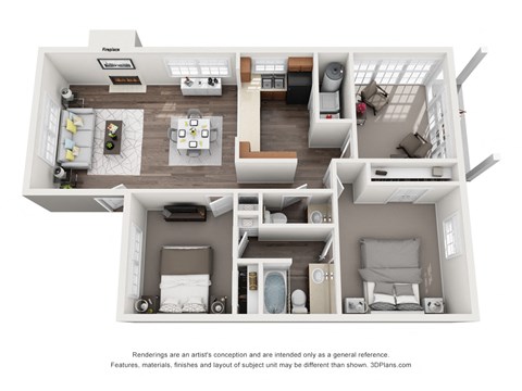 2 bedroom 1 bathroom floorplan